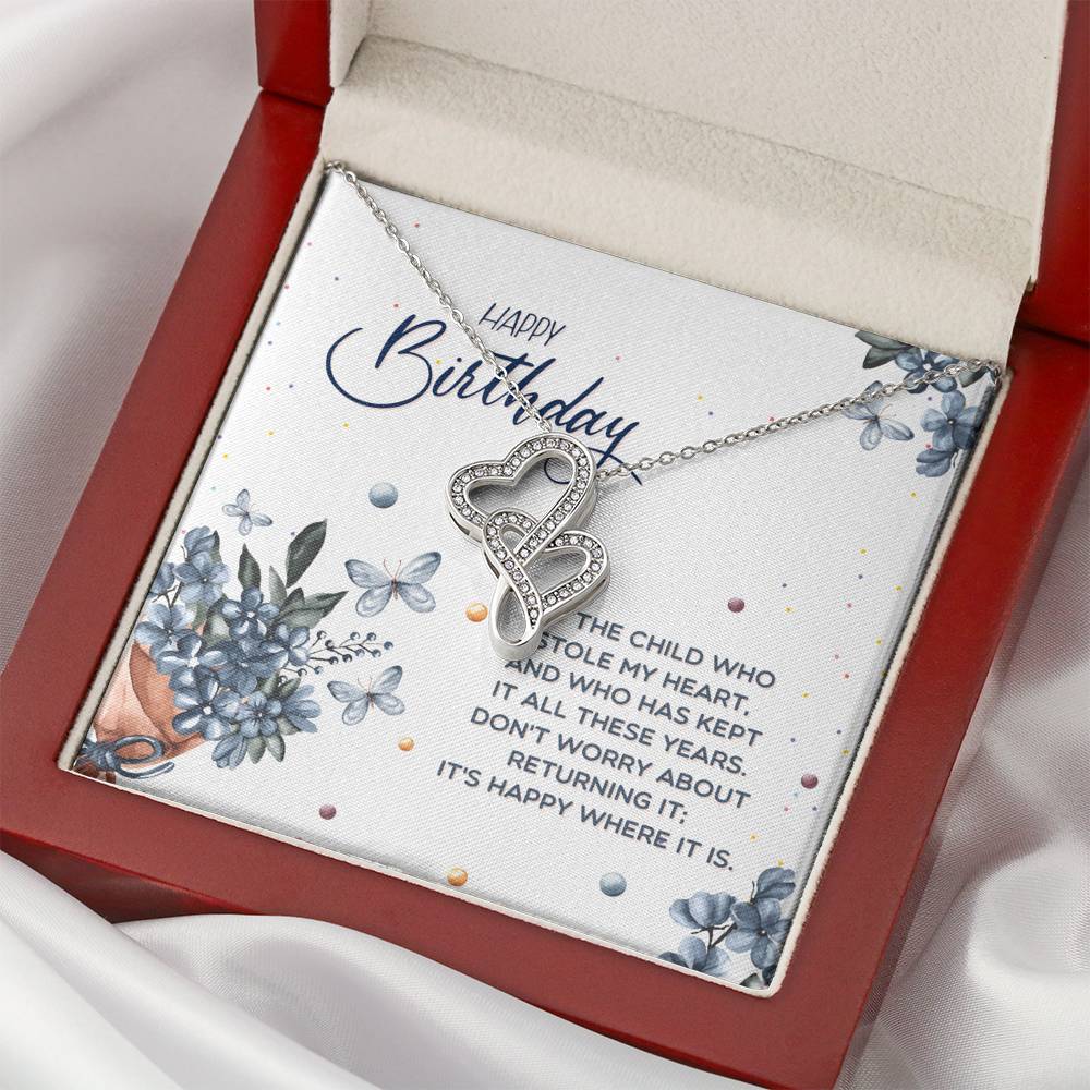 TO MY DAUGHTER "STOLE MY HEART" DOUBLE HEARTS NECKLACE BIRTHDAY GIFT SET - ON CLOUD NINE GIFTS