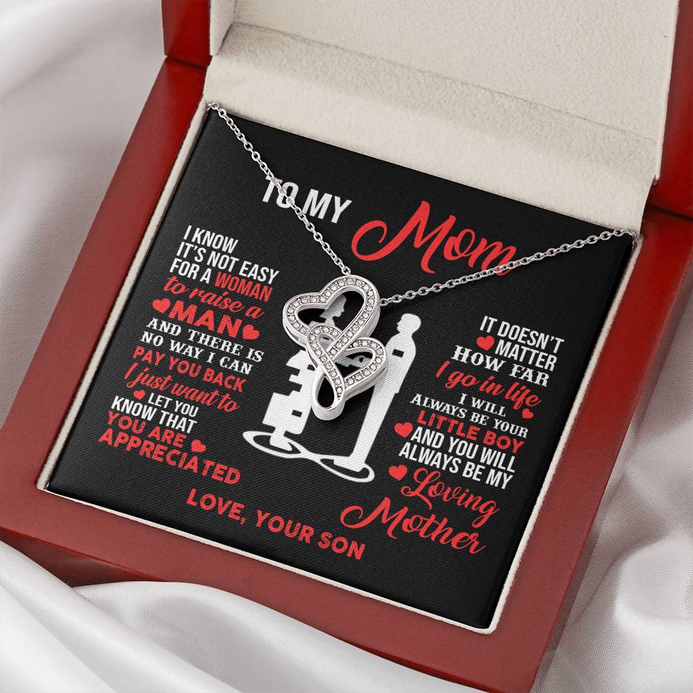 TO MY MOM LITTLE BOY DOUBLE HEARTS NECKLACE GIFT SET - ON CLOUD NINE GIFTS