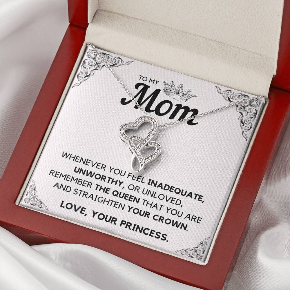 TO MY MOM PRINCESS DOUBLE HEARTS NECKLACE GIFT SET - ON CLOUD NINE GIFTS