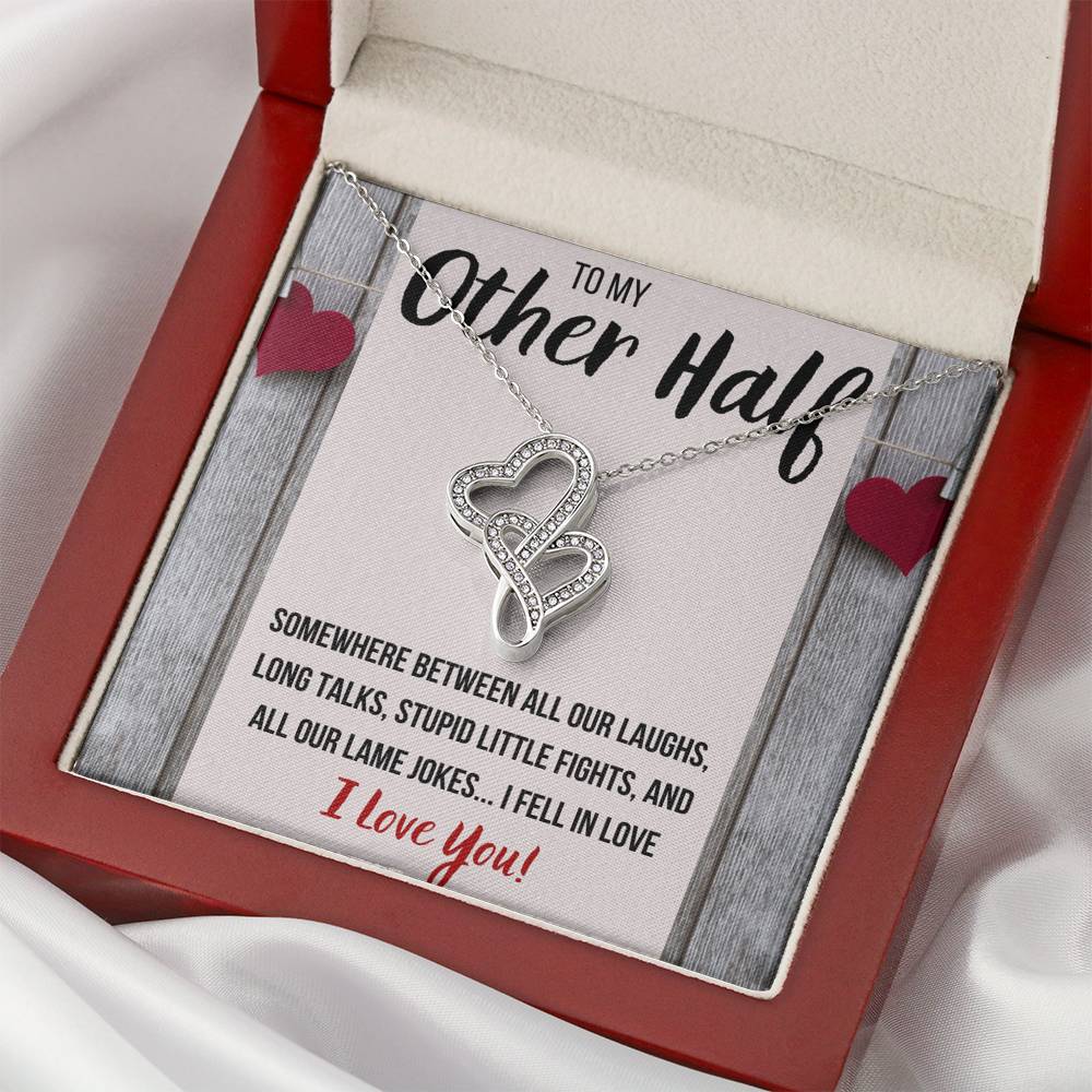 TO MY OTHER HALF I FELL IN LOVE DOUBLE HEARTS NECKLACE GIFT SET - ON CLOUD NINE GIFTS