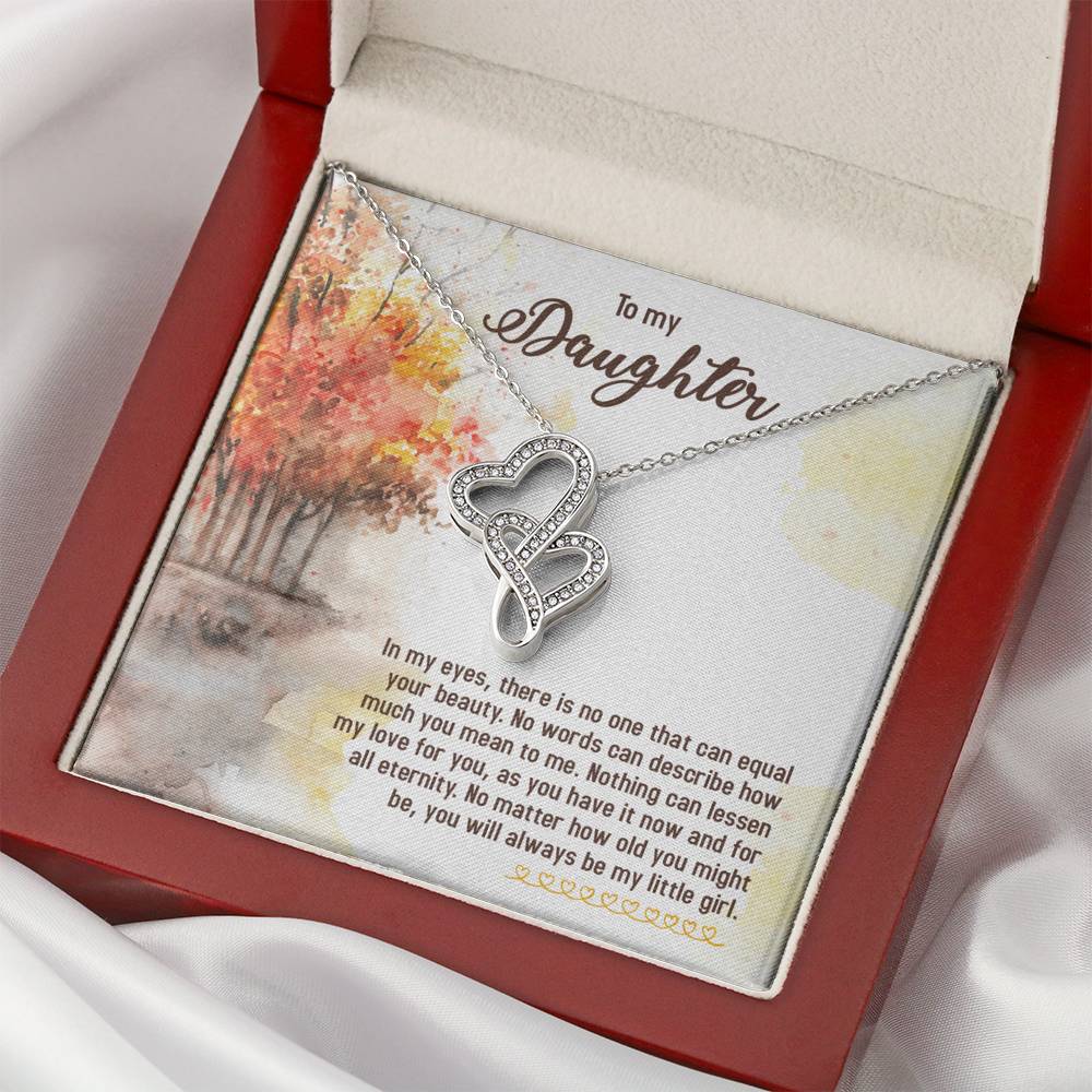TO MY DAUGHTER "EQUAL YOUR BEAUTY - FALL" DOUBLE HEARTS NECKLACE GIFT SET - ON CLOUD NINE GIFTS