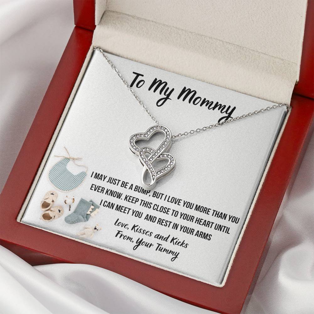 TO MY MOMMY "BABY F" DOUBLE HEARTS NECKLACE GIFT SET - ON CLOUD NINE GIFTS