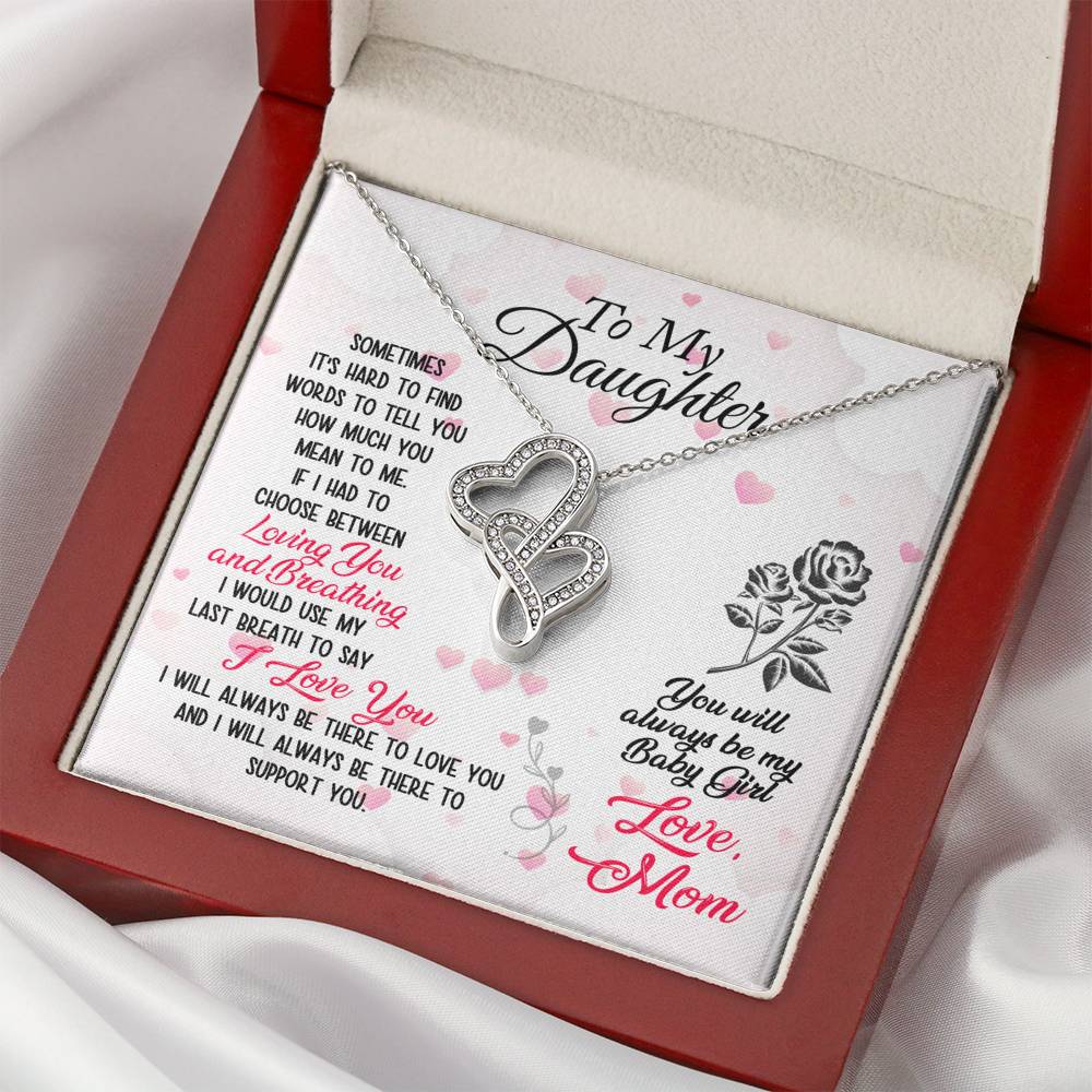 TO MY DAUGHTER "BREATHING" DOUBLE HEARTS NECKLACE GIFT SET - ON CLOUD NINE GIFTS