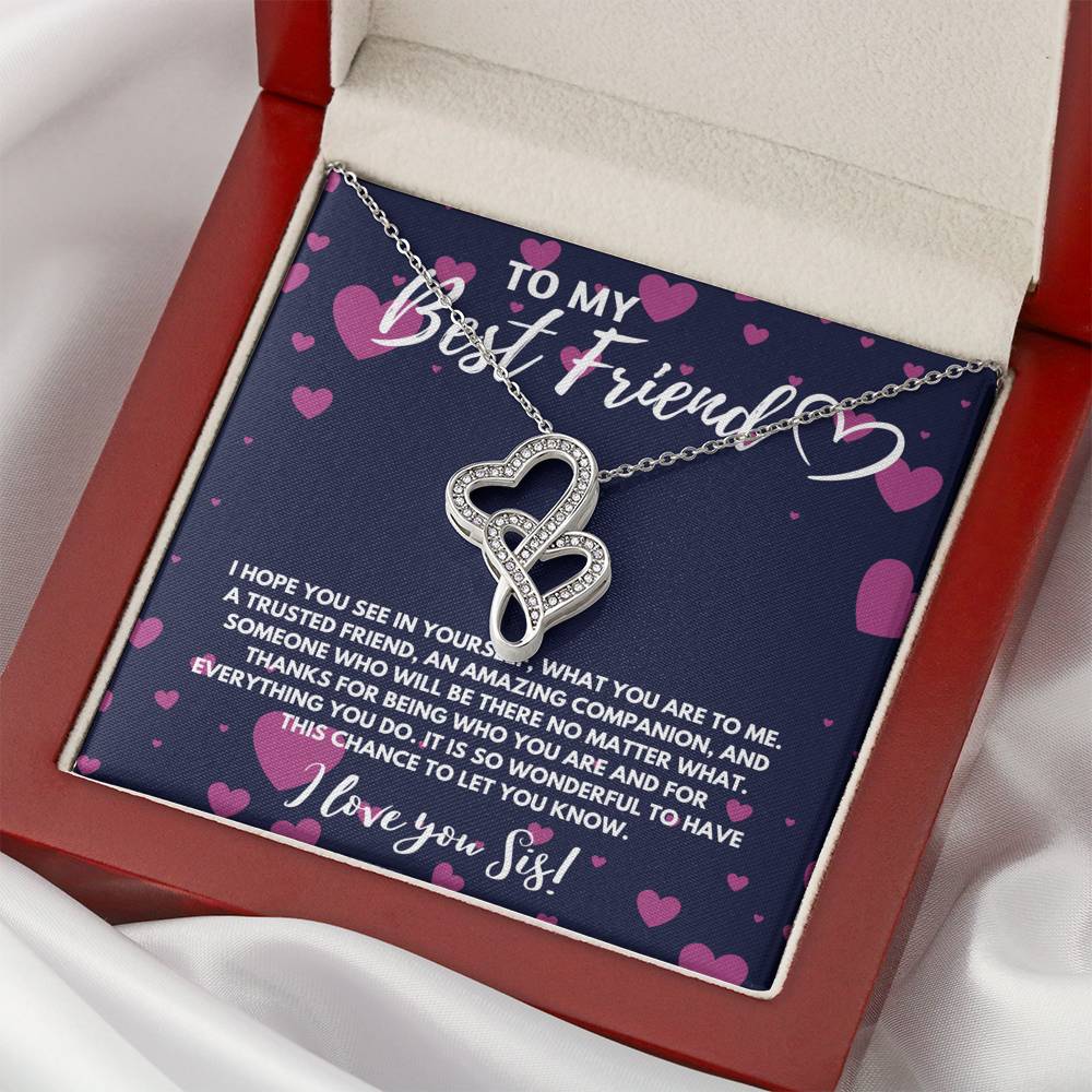 TO MY BEST FRIEND DOUBLE HEARTS NECKLACE GIFT SET - ON CLOUD NINE GIFTS