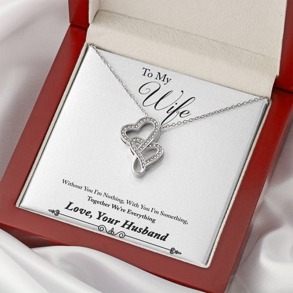 TO MY WIFE "EVERYTHING - SO" DOUBLE HEARTS NECKLACE GIFT SET - ON CLOUD NINE GIFTS