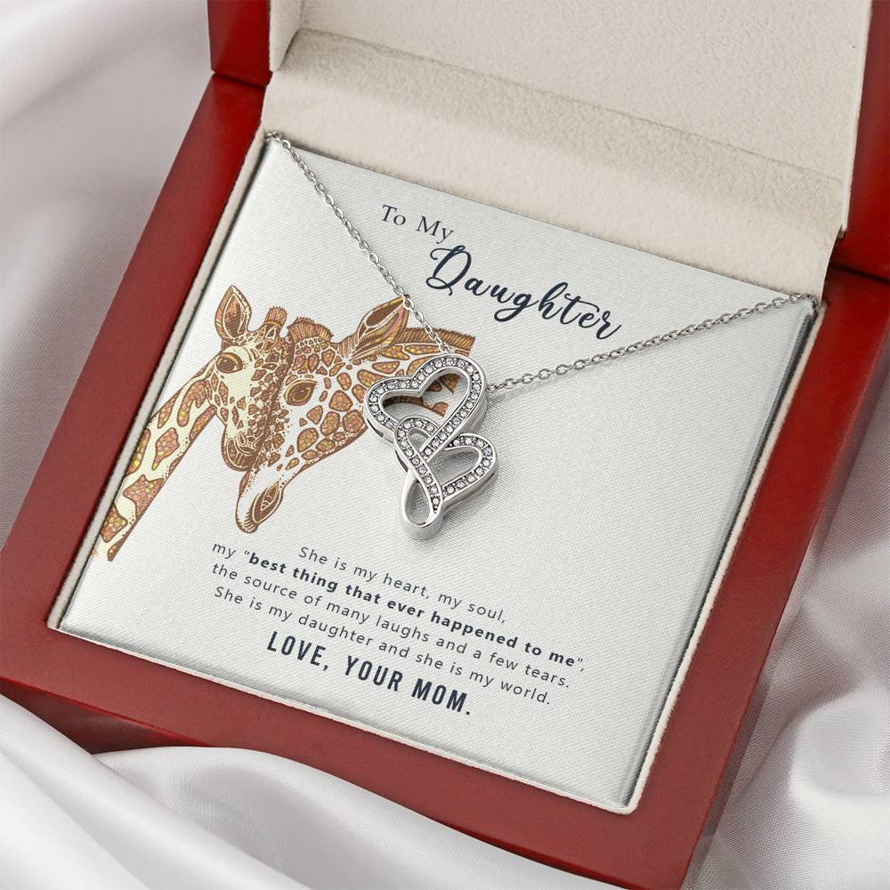 TO MY DAUGHTER "MY WORLD" DOUBLE HEARTS NECKLACE GIFT SET - ON CLOUD NINE GIFTS