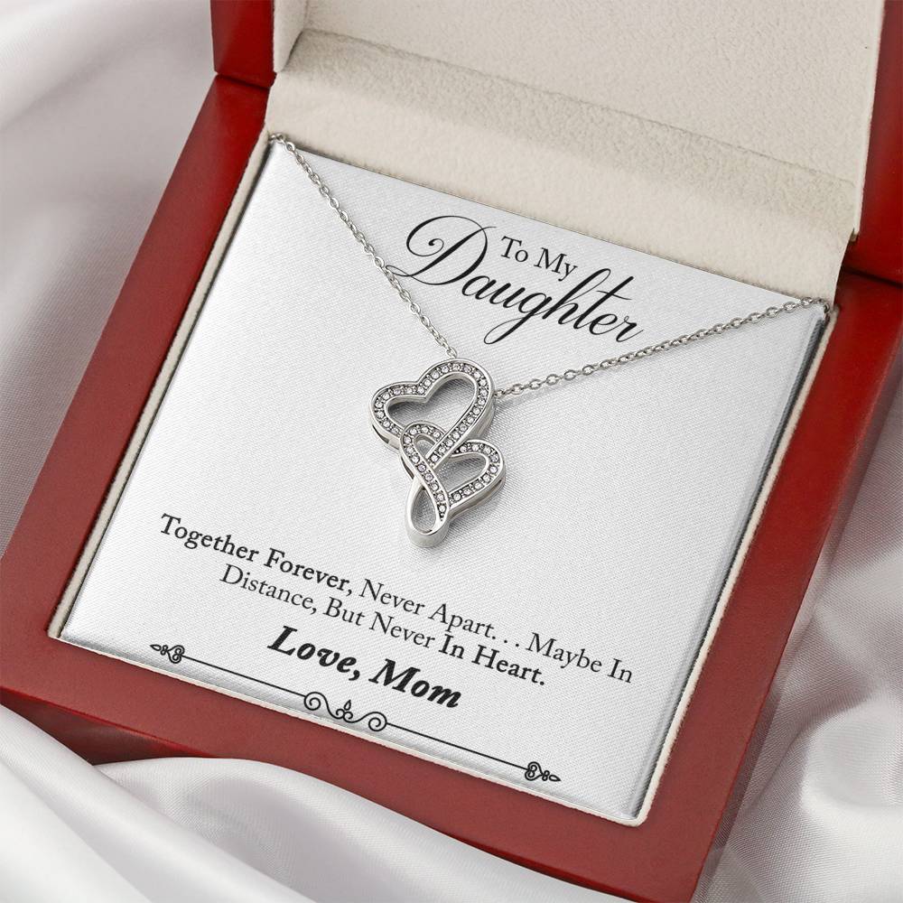 TO MY DAUGHTER "NEVER IN HEART - SO" DOUBLE HEARTS NECKLACE GIFT SET - ON CLOUD NINE GIFTS