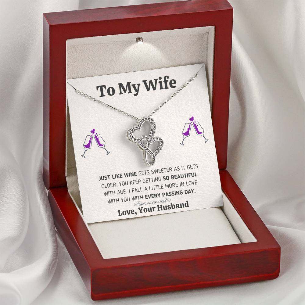 TO MY WIFE NECKLACE GIFT SET - JUST LIKE WINE - ON CLOUD NINE GIFTS