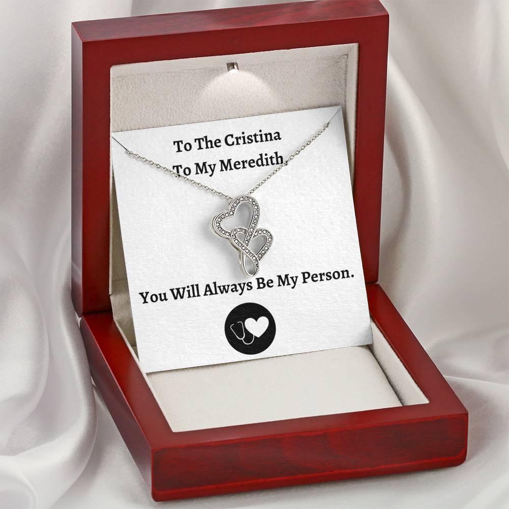 TO MY PERSON "CRISTINA AND MEREDITH" DOUBLE HEARTS NECKLACE GIFT SET - ON CLOUD NINE GIFTS