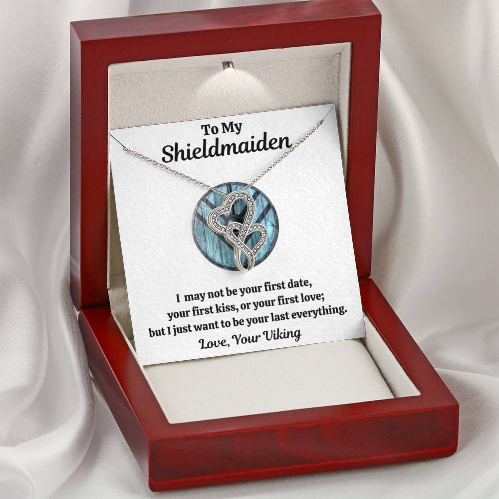 TO MY SHIELDMAIDEN "LAST EVERYTHING - BLUE" DOUBLE HEARTS NECKLACE GIFT SET - ON CLOUD NINE GIFTS