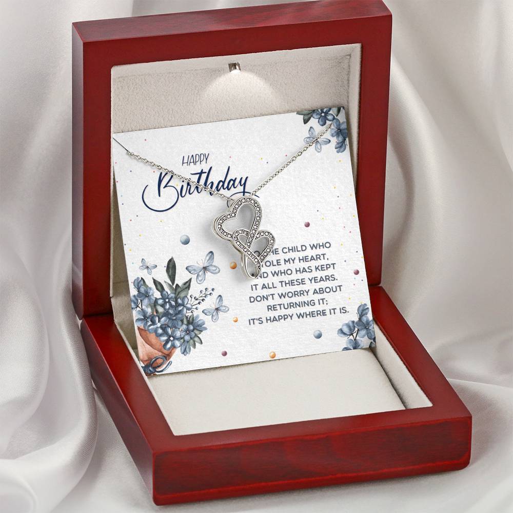 TO MY DAUGHTER "STOLE MY HEART" DOUBLE HEARTS NECKLACE BIRTHDAY GIFT SET - ON CLOUD NINE GIFTS