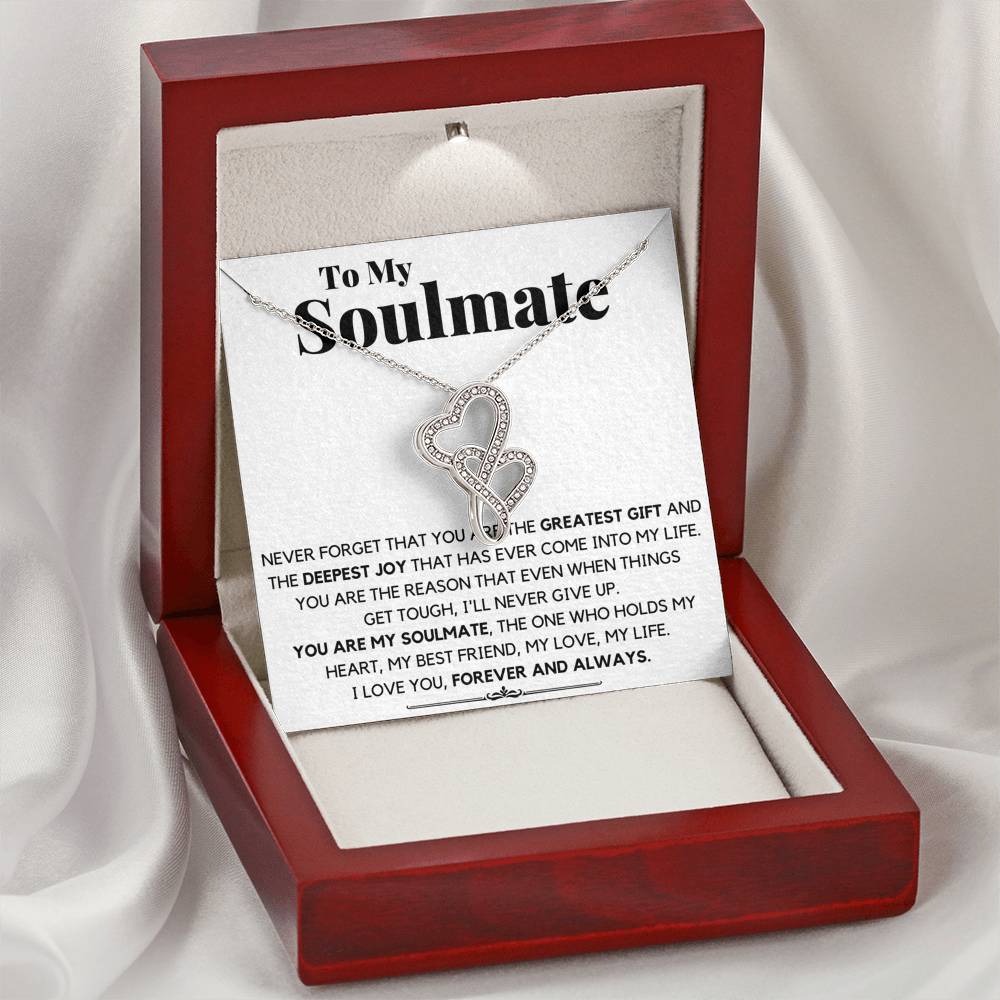 TO MY SOULMATE DEEPEST JOY DOUBLE HEART NECKLACE GIFT SET - ON CLOUD NINE GIFTS