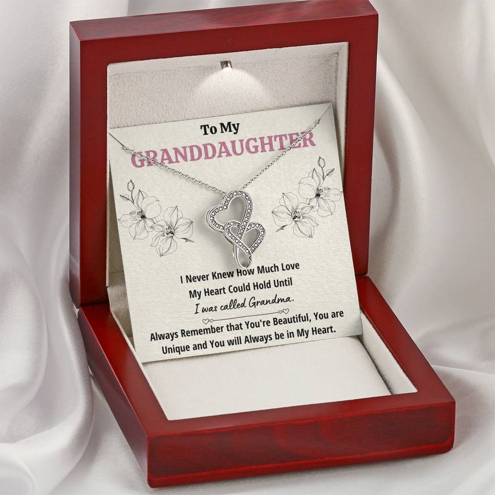 TO MY GRANDDAUGHTER "CALLED GRANDMA" DOUBLE HEARTS NECKLACE GIFT SET - ON CLOUD NINE GIFTS