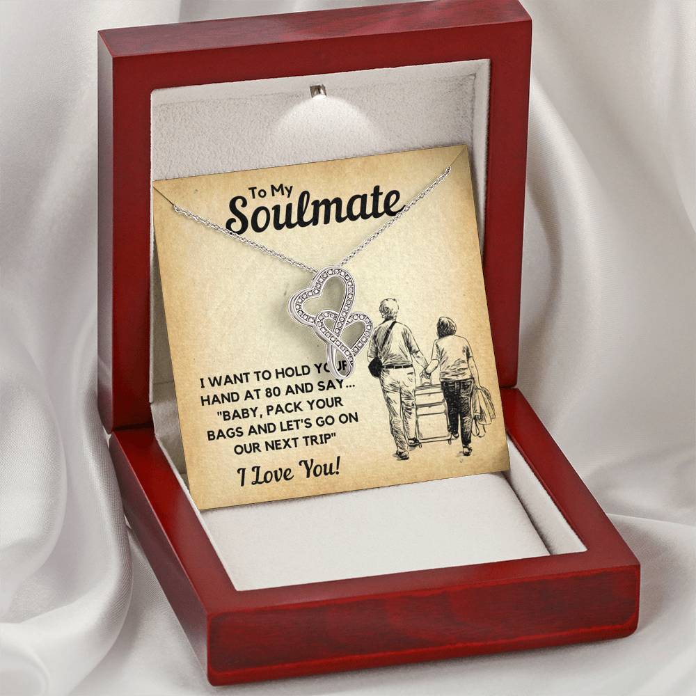 TO MY SOULMATE BAGS DOUBLE HEARTS NECKLACE GIFT SET - ON CLOUD NINE GIFTS