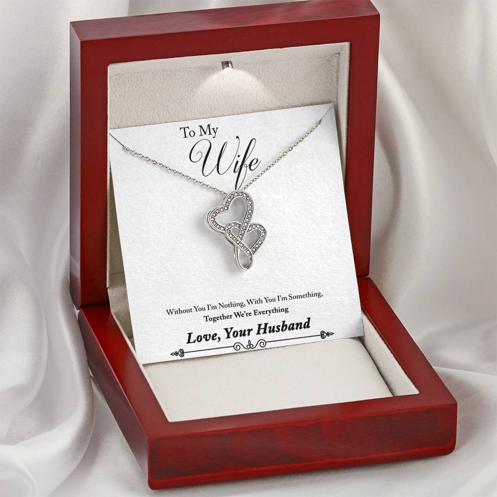 TO MY WIFE "EVERYTHING - SO" DOUBLE HEARTS NECKLACE GIFT SET - ON CLOUD NINE GIFTS