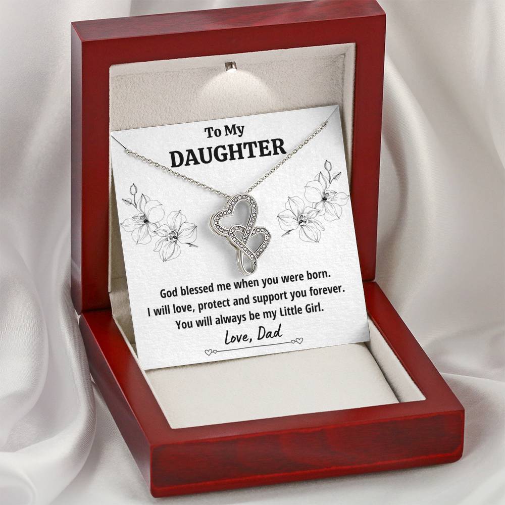 TO MY DAUGHTER FROM DAD "LITTLE GIRL" DOUBLE HEARTS NECKLACE GIFT SET - ON CLOUD NINE GIFTS