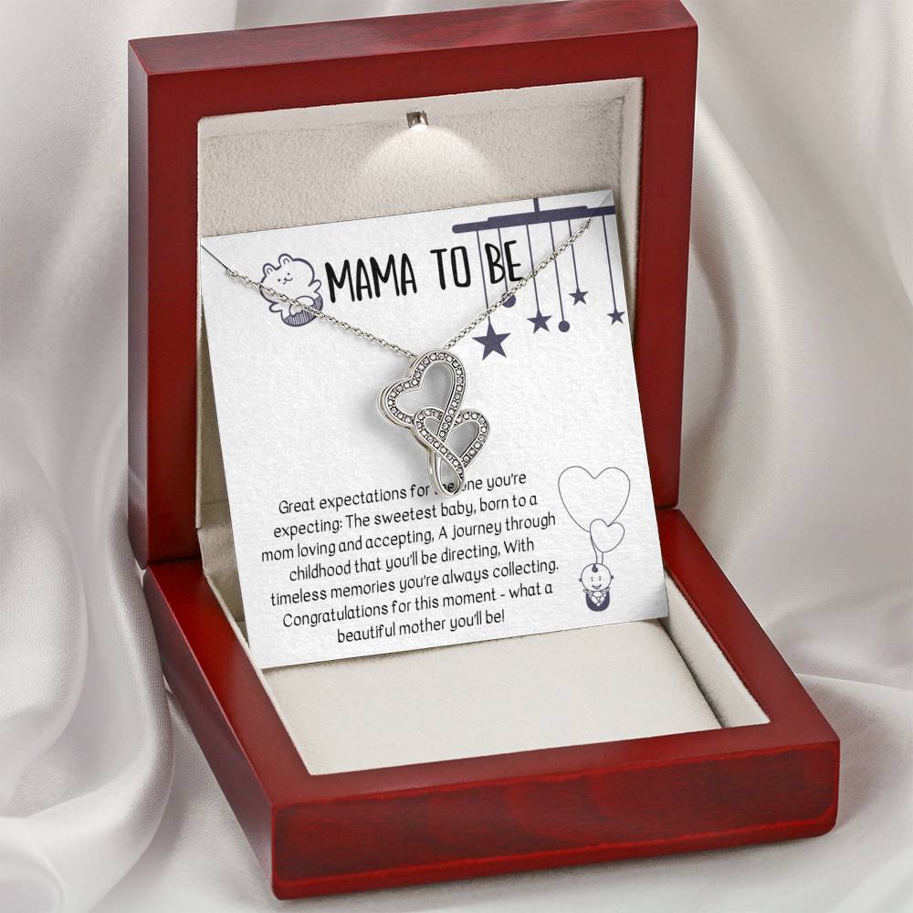 MAMA TO BE "BEAUTIFUL MOTHER" DOUBLE HEARTS NECKLACE GIFT SET - ON CLOUD NINE GIFTS