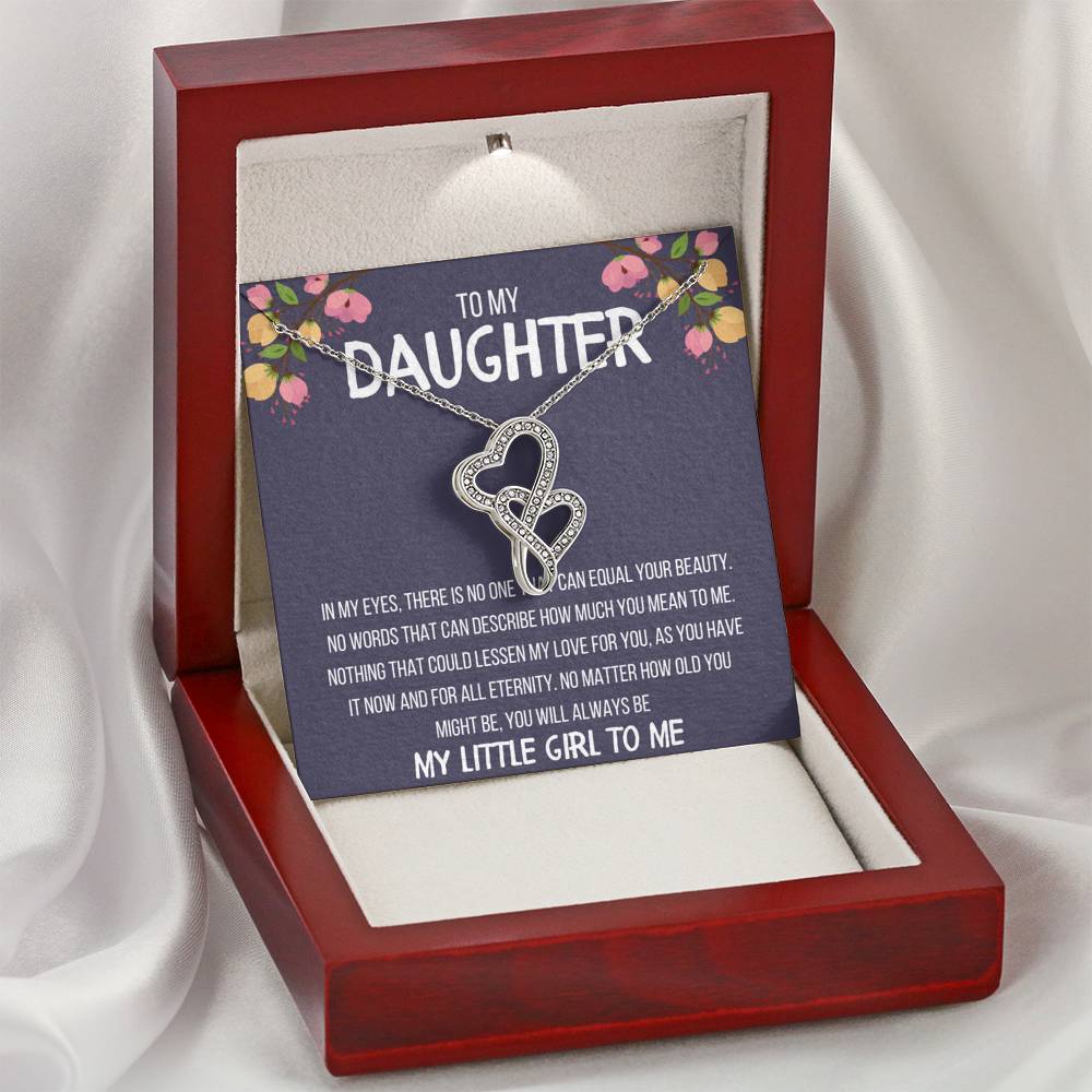 TO MY DAUGHTER "MY LITTLE GIRL TO ME" DOUBLE HEARTS NECKLACE GIFT SET - ON CLOUD NINE GIFTS
