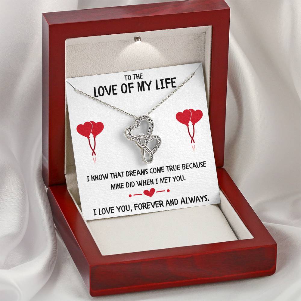 TO THE LOVE OF MY LIFE "DREAMS" DOUBLE HEARTS NECKLACE GIFT SET - ON CLOUD NINE GIFTS