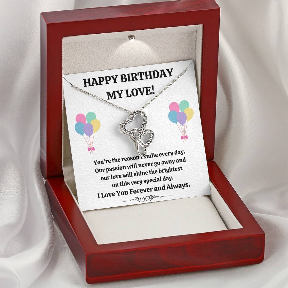 TO MY LOVE "REASON I SMILE" DOUBLE HEARTS NECKLACE GIFT SET - ON CLOUD NINE GIFTS