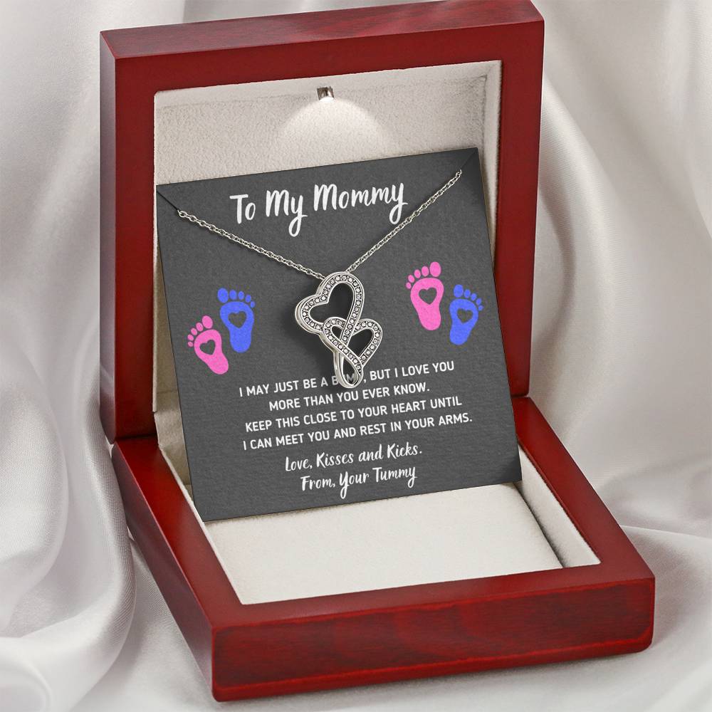 TO MY MOMMY "HEART-FEET" DOUBLE HEARTS NECKLACE GIFT SET - ON CLOUD NINE GIFTS