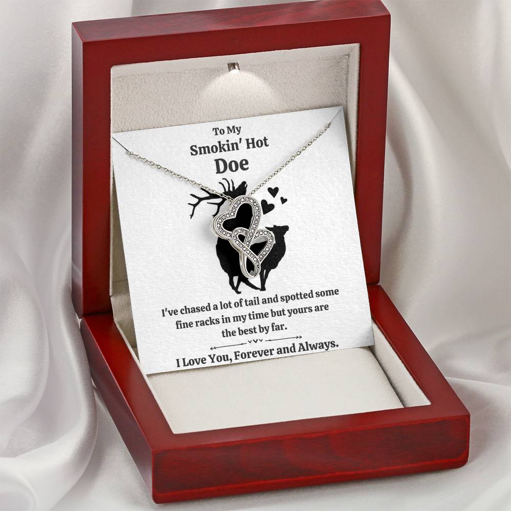 TO MY SMOKIN' HOT DOE "TAIL" DOUBLE HEARTS NECKLACE GIFT SET - ON CLOUD NINE GIFTS