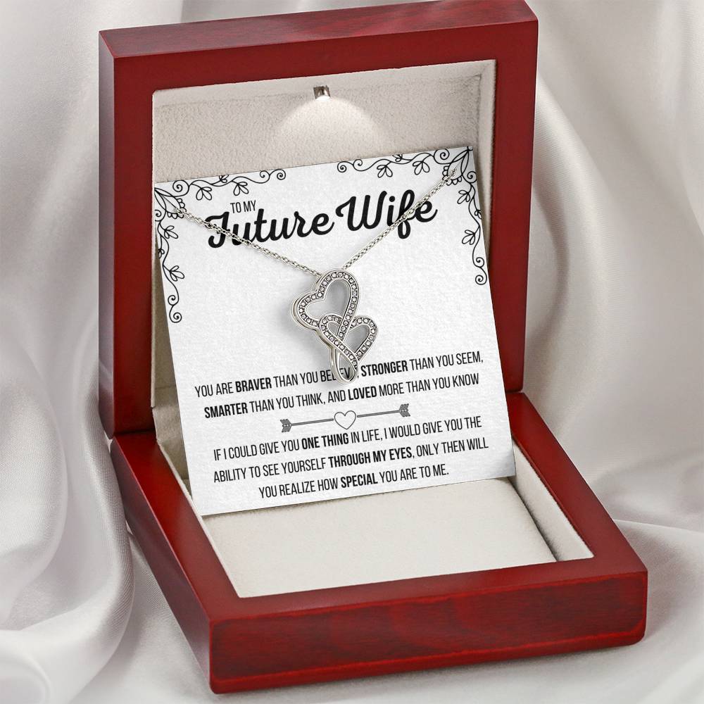 TO MY FUTURE WIFE "LOVED MORE THAN YOU KNOW" DOUBLE HEARTS NECKLACE GIFT SET - ON CLOUD NINE GIFTS