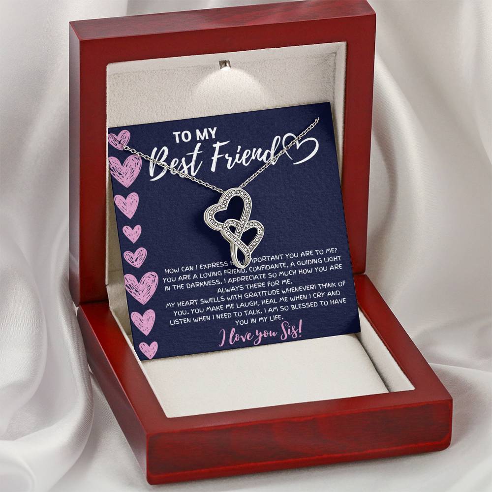 TO MY BEST FRIEND "BLESSED TO HAVE YOU IN MY LIFE" DOUBLE HEARTS NECKLACE GIFT SET - ON CLOUD NINE GIFTS