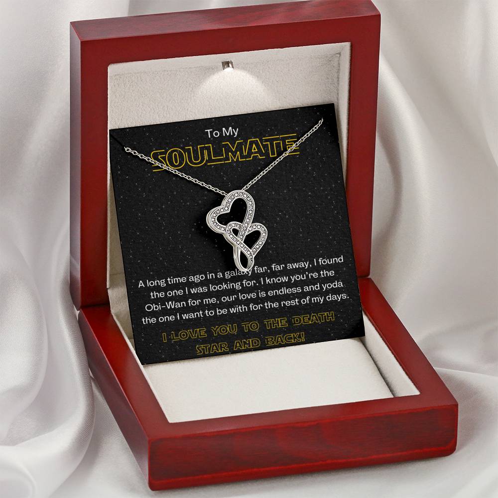 TO MY SOULMATE "GALAXY" DOUBLE HEARTS NECKLACE GIFT SET - ON CLOUD NINE GIFTS
