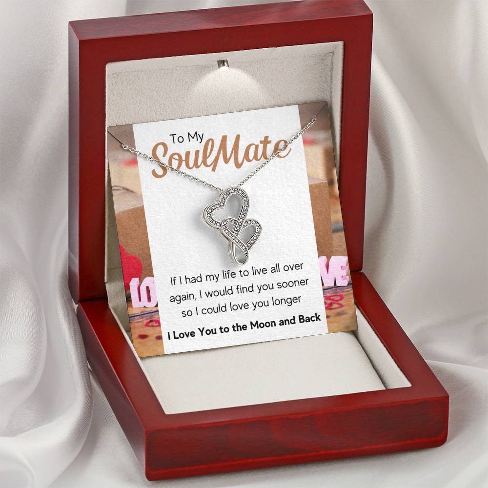 TO MY SOULMATE "LOVE YOU LONGER" DOUBLE HEARTS NECKLACE GIFT SET - ON CLOUD NINE GIFTS