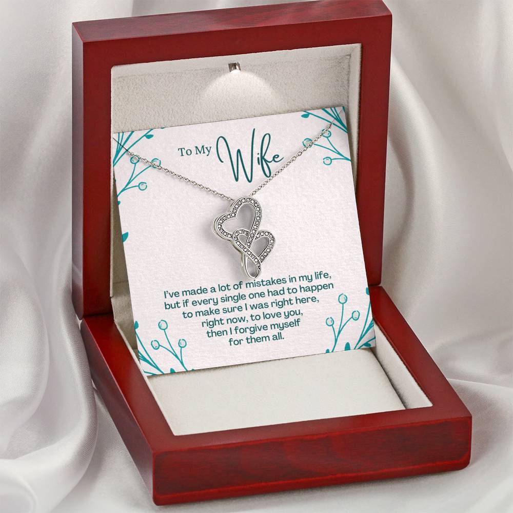 TO MY WIFE "MISTAKES - SO" DOUBLE HEARTS NECKLACE GIFT SET - ON CLOUD NINE GIFTS