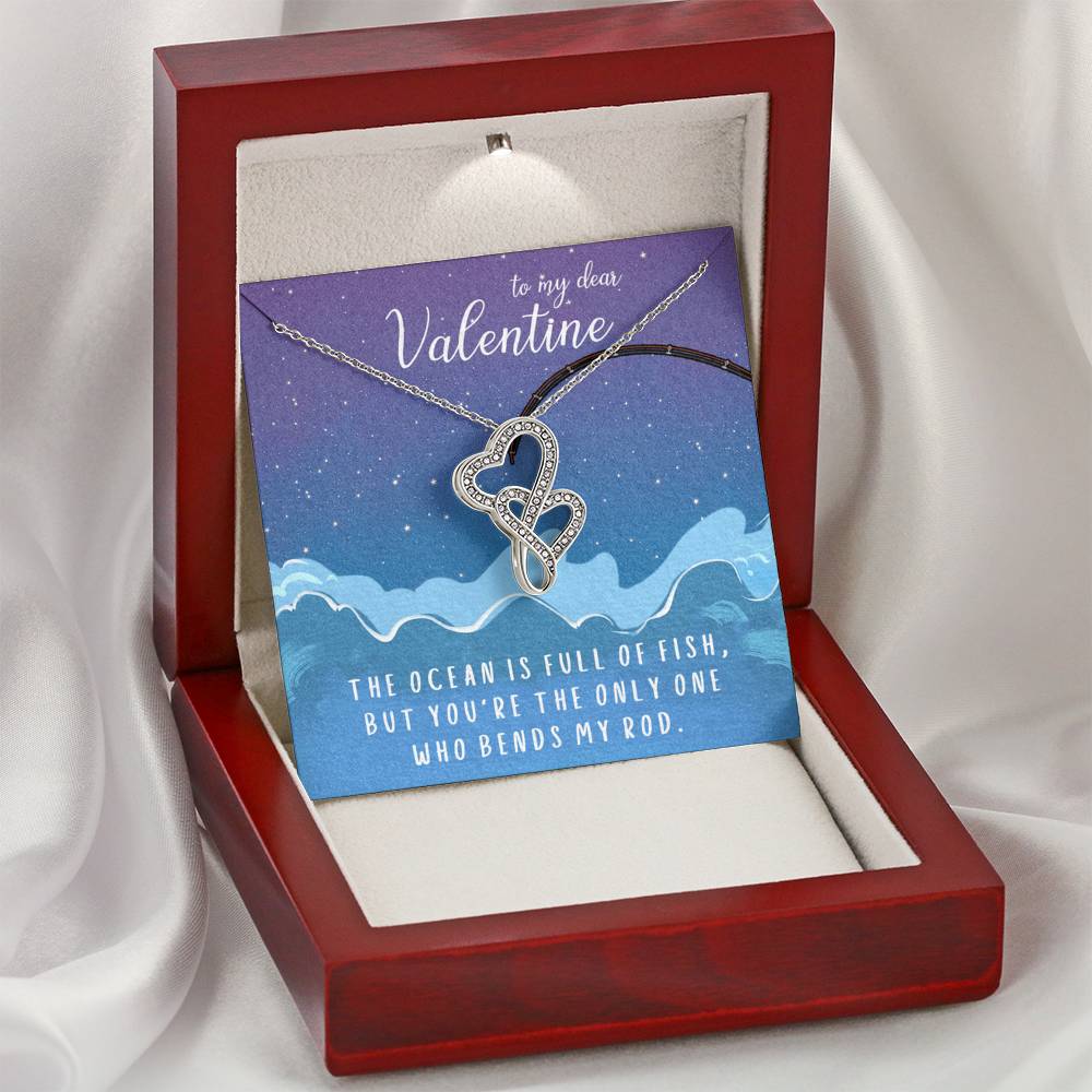 TO MY DEAR VALENTINE "FISH" DOUBLE HEARTS NECKLACE VALENTINES DAY GIFT SET - ON CLOUD NINE GIFTS