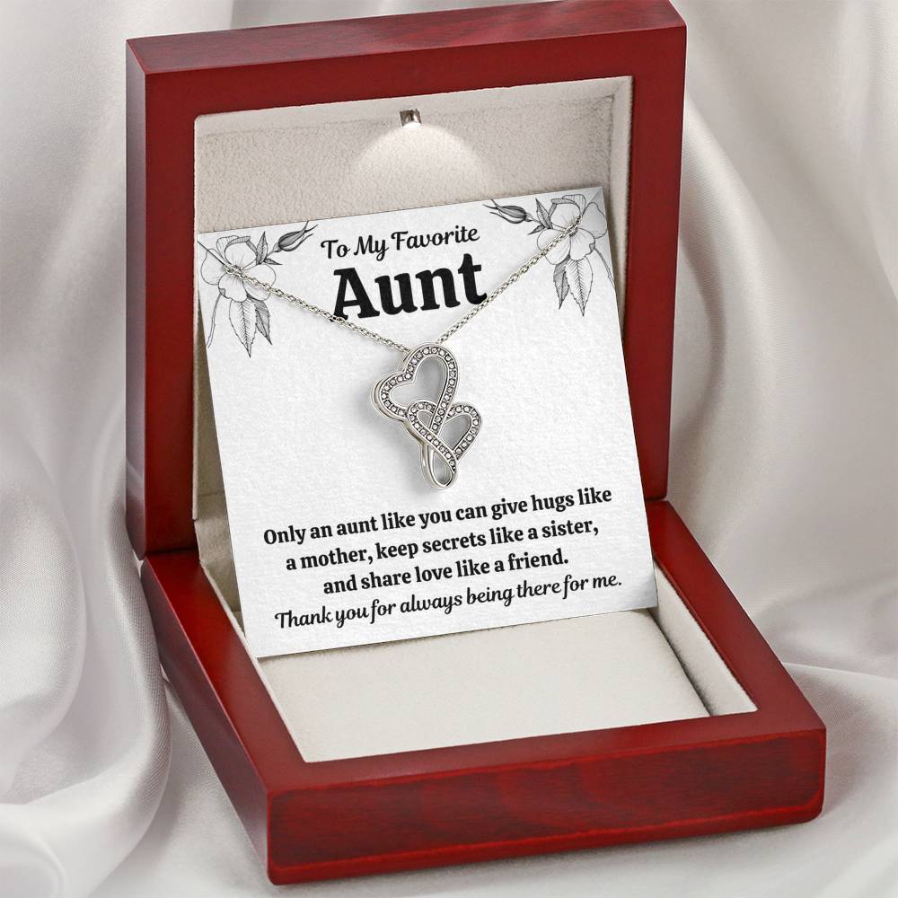 TO MY FAV AUNT "LIKE" DOUBLE HEARTS NECKLACE GIFT SET - ON CLOUD NINE GIFTS