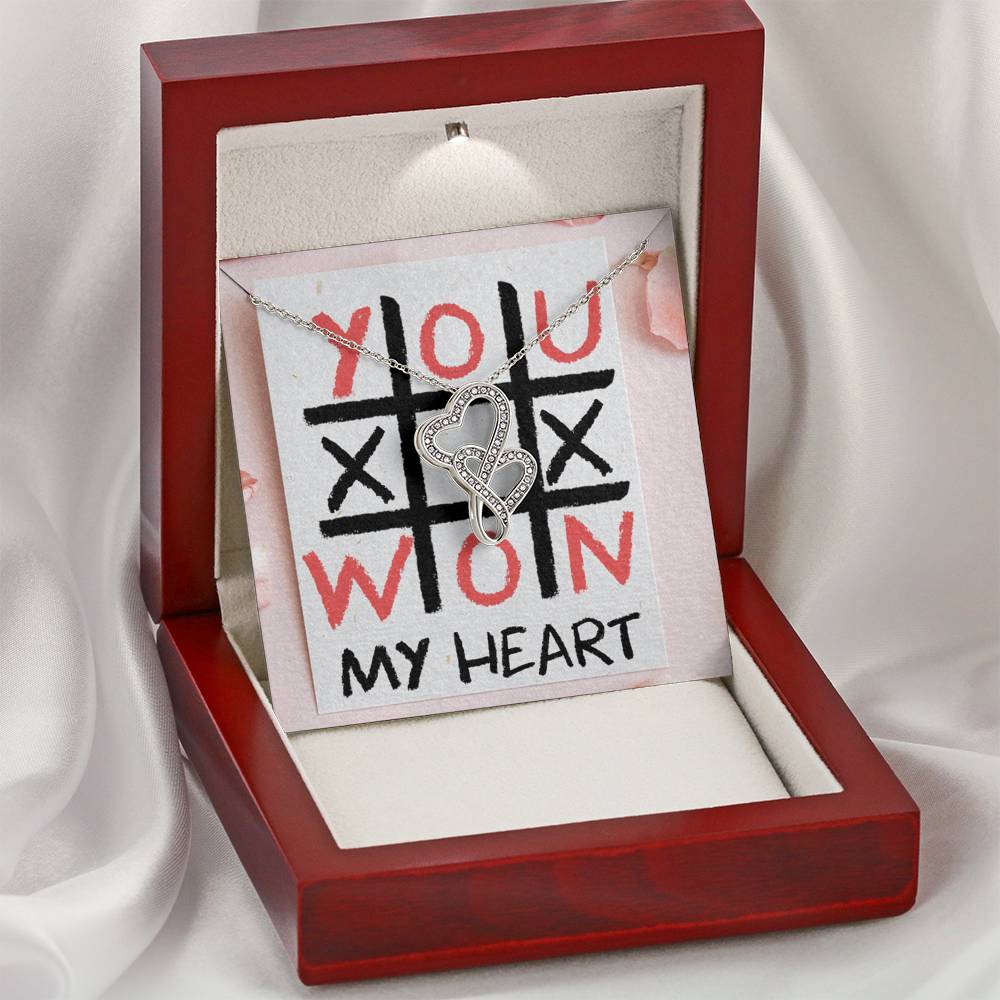 TO MY LOVE "TIC TAC TOE" DOUBLE HEARTS NECKLACE VALENTINES DAY GIFT SET - ON CLOUD NINE GIFTS
