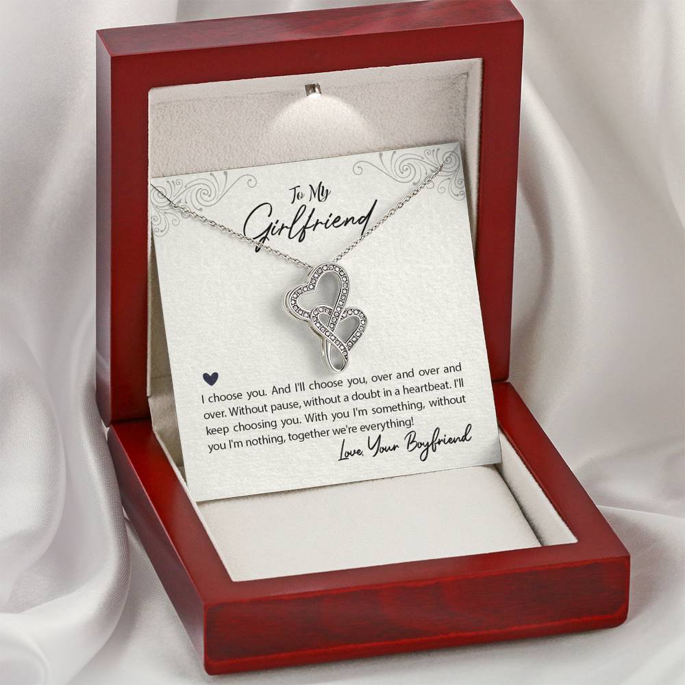 TO MY GIRLFRIEND "WE'RE EVERYTHING" DOUBLE HEARTS NECKLACE GIFT SET - ON CLOUD NINE GIFTS