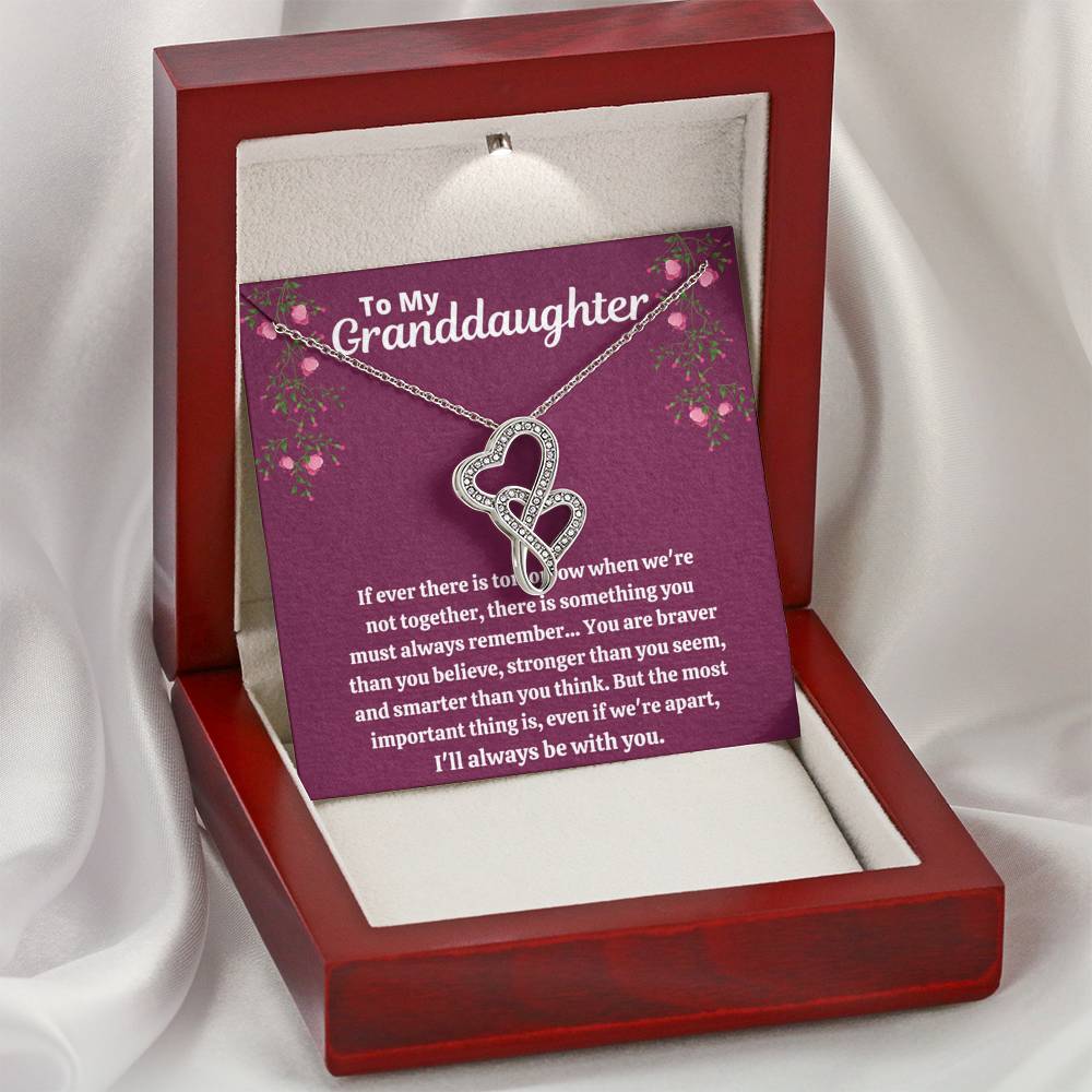 TO MY GRANDDAUGHTER "STRONGER THAN YOU SEEM - PURPLE" DOUBLE HEARTS NECKLACE GIFT SET - ON CLOUD NINE GIFTS