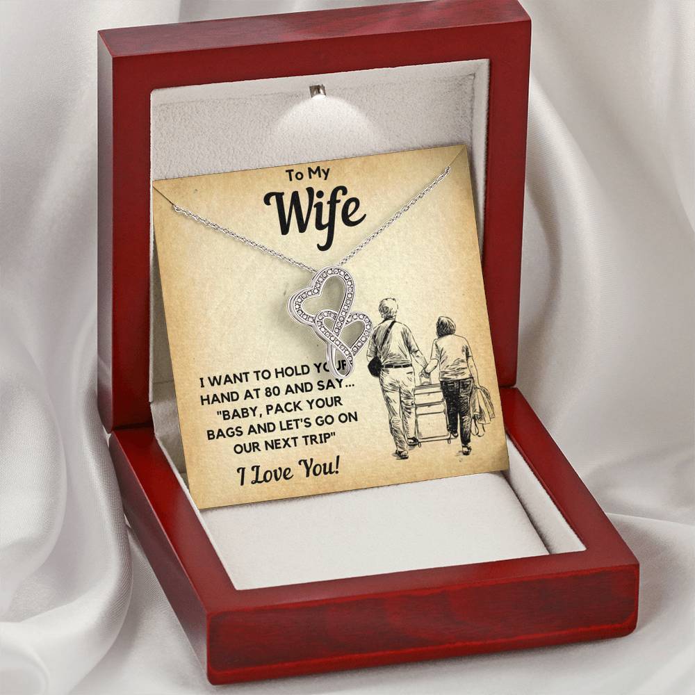 TO MY WIFE BAGS DOUBLE HEARTS NECKLACE GIFT SET - ON CLOUD NINE GIFTS