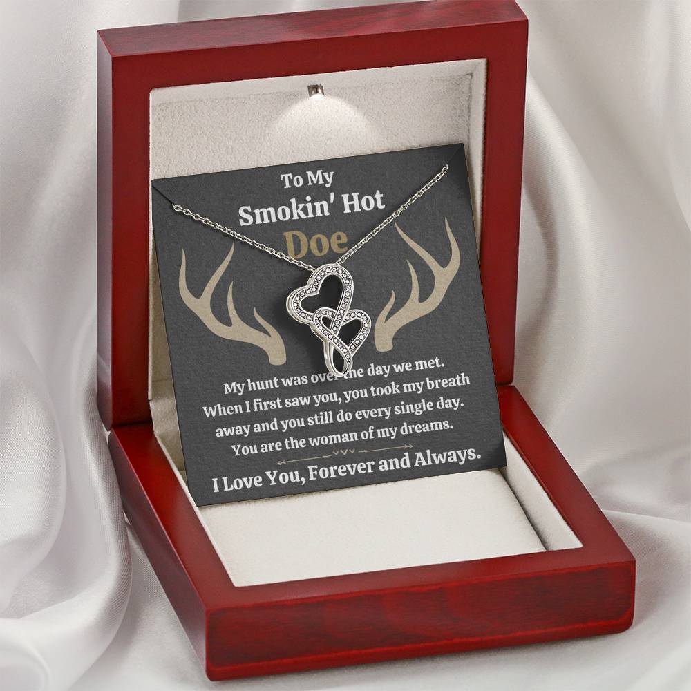 TO MY SMOKIN HOT DOE "DREAMS - DARK" DOUBLE HEARTS NECKLACE GIFT SET - ON CLOUD NINE GIFTS