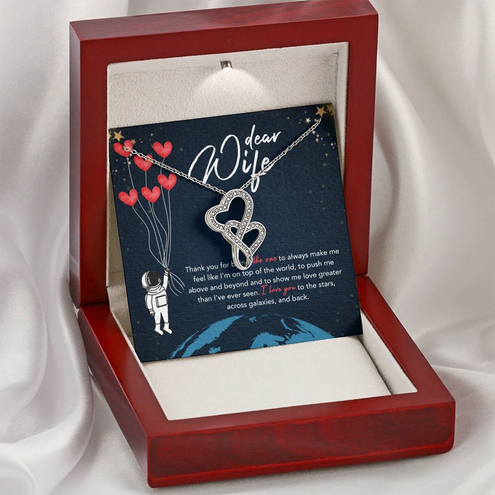 DEAR WIFE "STARS" DOUBLE HEARTS NECKLACE GIFT SET - ON CLOUD NINE GIFTS