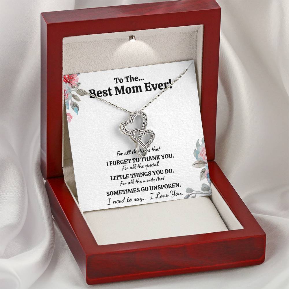 TO THE BEST MOM EVER "FOR ALL" DOUBLE HEARTS NECKLACE GIFT SET - ON CLOUD NINE GIFTS