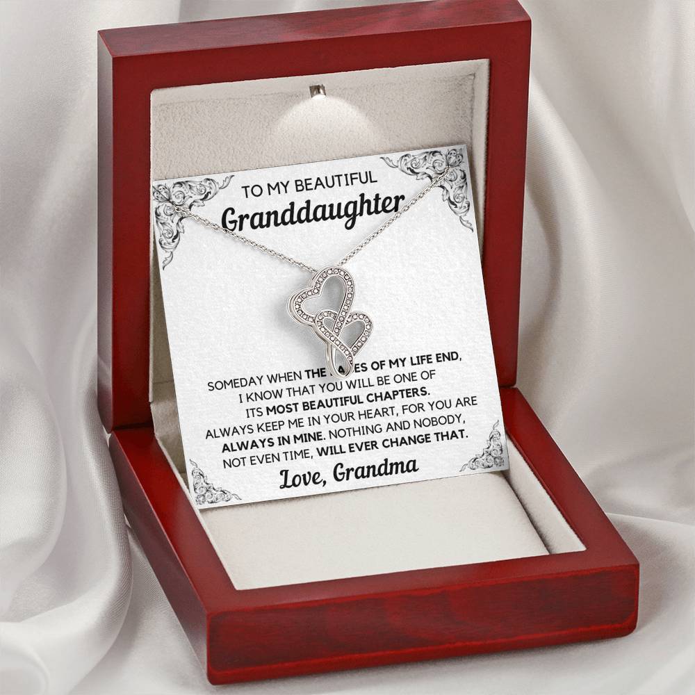 TO MY BEAUTIFUL GRANDDAUGHTER FROM GRANDMA CHAPTERS DOUBLE HEARTS NECKLACE GIFT SET - ON CLOUD NINE GIFTS
