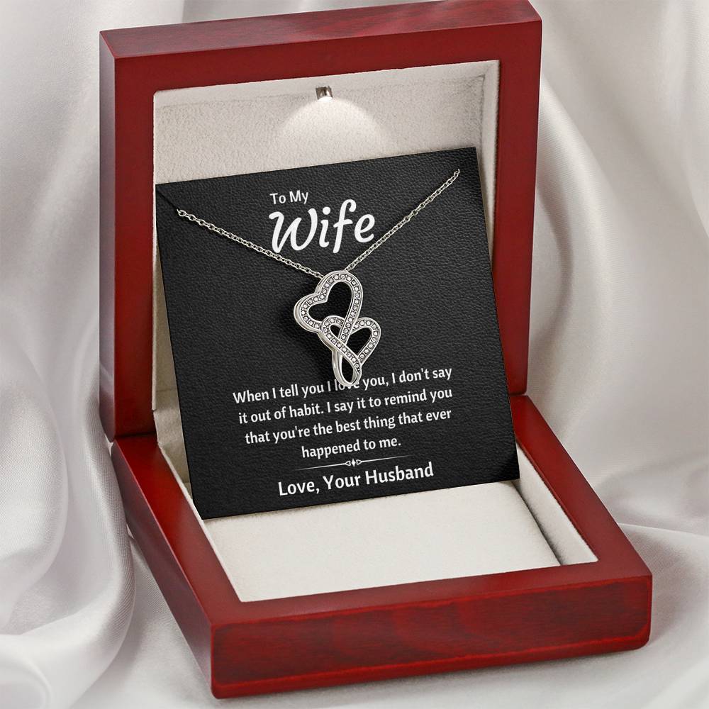 TO MY WIFE "OUT OF HABIT" DOUBLE HEARTS NECKLACE GIFT SET - ON CLOUD NINE GIFTS