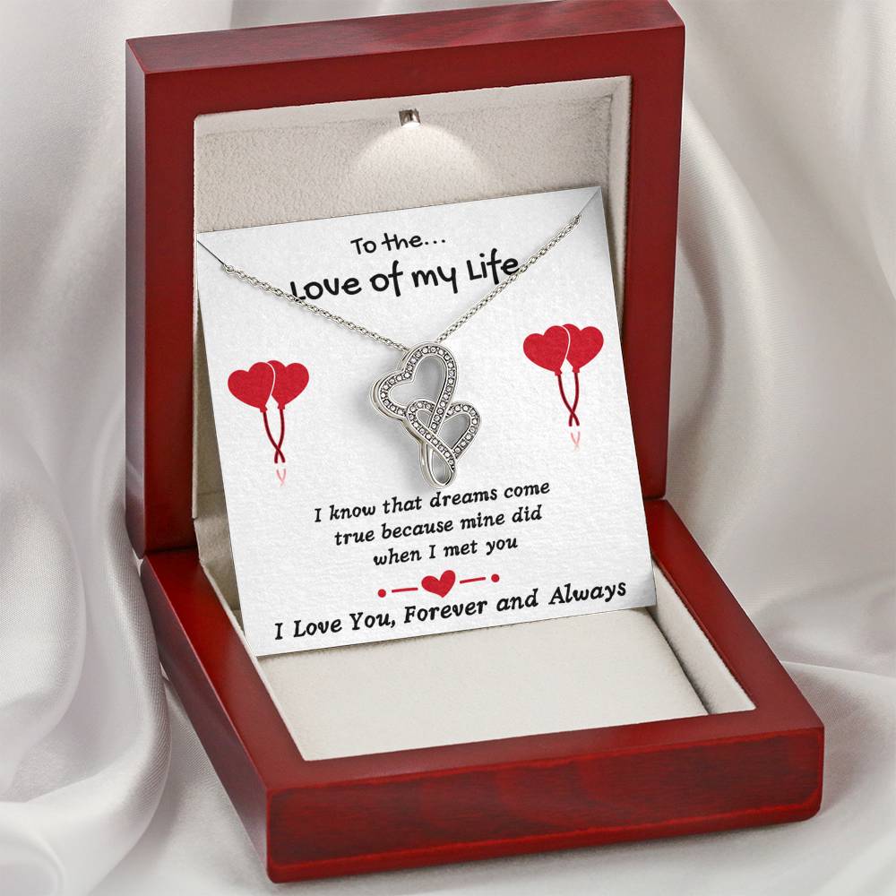 TO THE LOVE OF MY LIFE DOUBLE HEARTS NECKLACE GIFT SET - ON CLOUD NINE GIFTS
