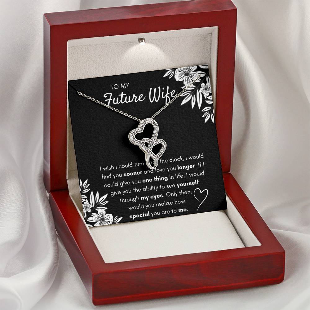 TO MY FUTURE WIFE "FIND YOU SOONER" DOUBLE HEARTS NECKLACE GIFT SET - ON CLOUD NINE GIFTS