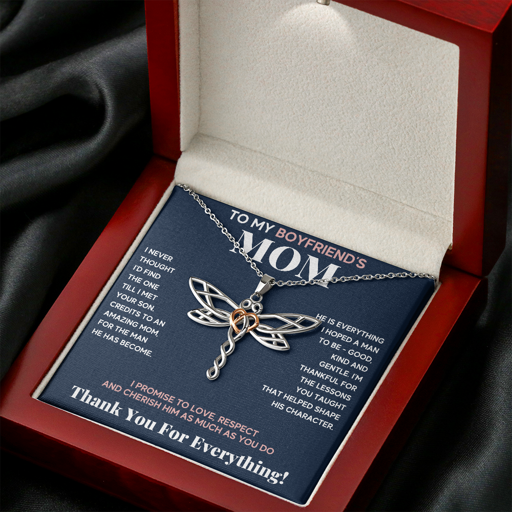 BOYFRIENDS MOM BLUE PINK DRAGONFLY NECKLACE GIFT SET - ON CLOUD NINE GIFTS