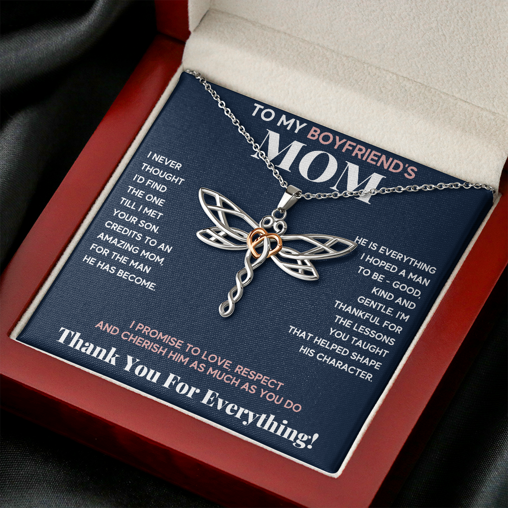 BOYFRIENDS MOM BLUE PINK DRAGONFLY NECKLACE GIFT SET - ON CLOUD NINE GIFTS