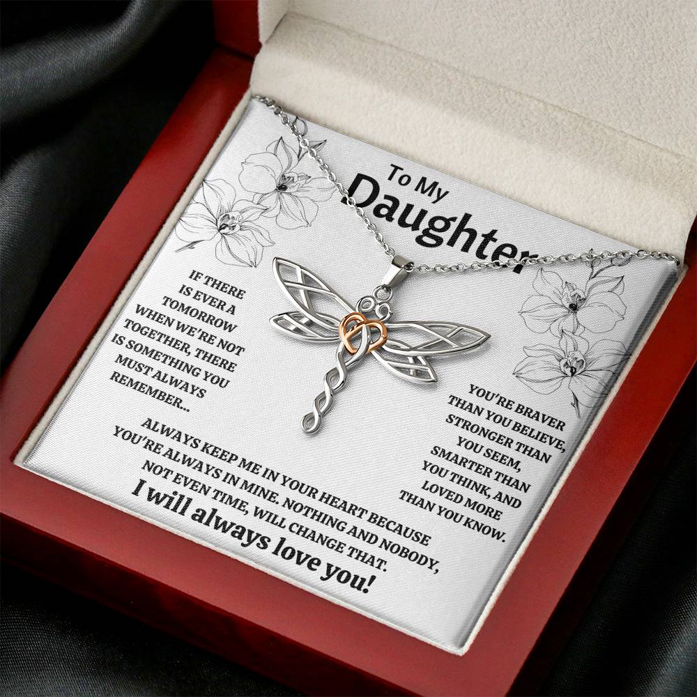 TO MY DAUGHTER "NOT EVEN TIME" DRAGONFLY NECKLACE GIFT SET - ON CLOUD NINE GIFTS