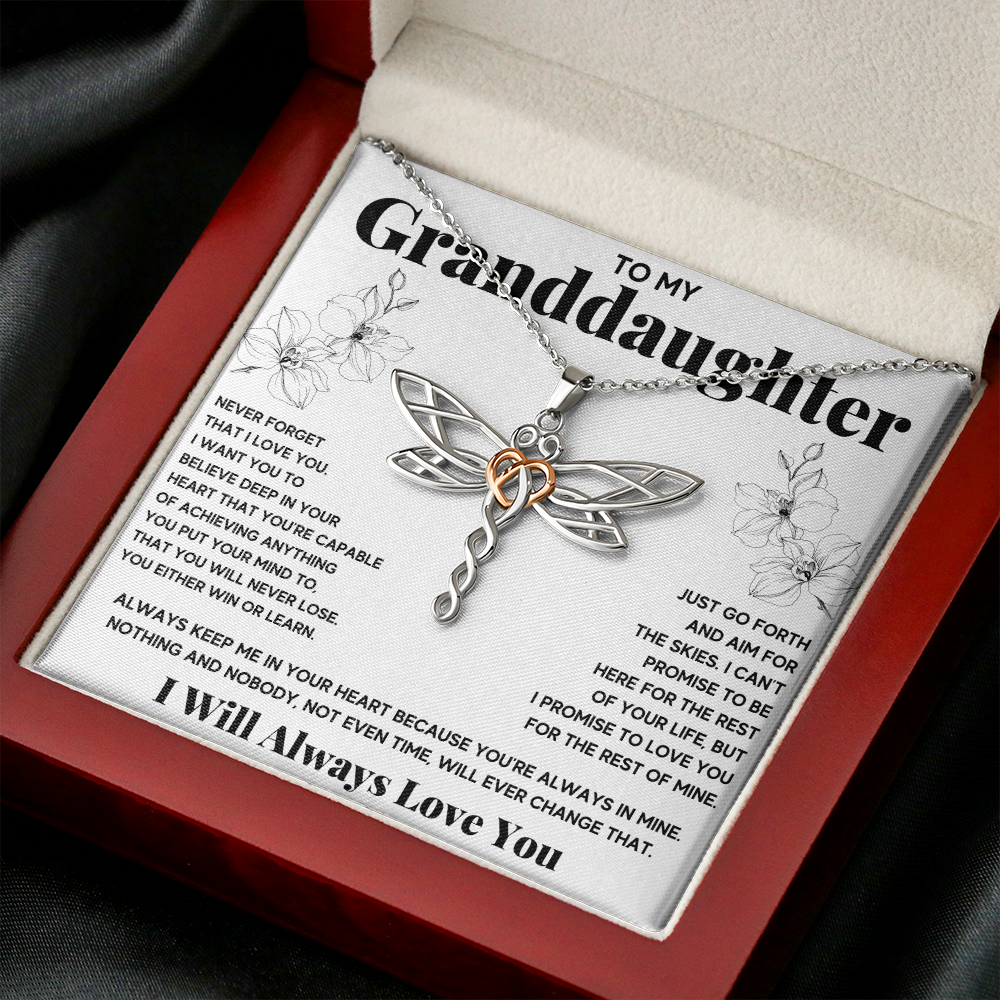 TO MY GRANDDAUGHTER TIME DRAGONFLY NECKLACE GIFT SET - ON CLOUD NINE GIFTS