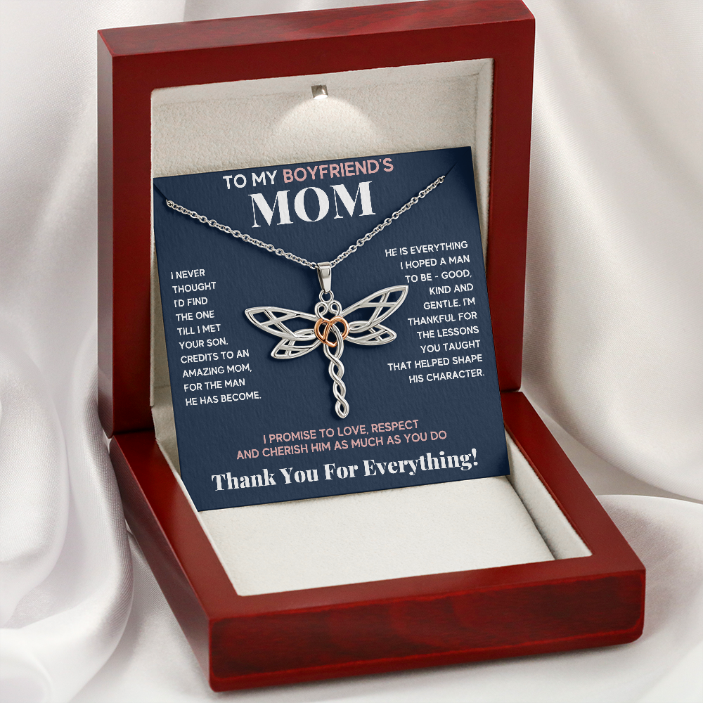 BOYFRIENDS MOM BLUE PINK DRAGONFLY NECKLACE GIFT SET - ON CLOUD NINE GIFTS