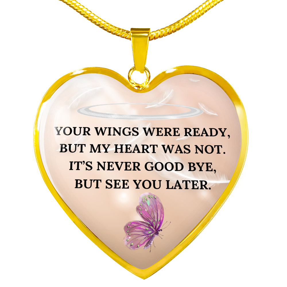 YOUR WINGS WERE READY REMEMBRANCE ENGRAVING HEART NECKLACE GIFT SET - ON CLOUD NINE GIFTS
